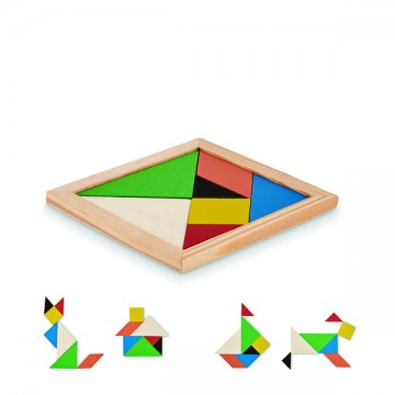 Puzzle Tangram în lemn - Lemn