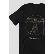 TRICOU BUMBAC ORGANIC BARBATI, VITRUVIAN MAN