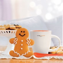 CANA BICOLORA DIN CERAMICA, CU O LINGURITA ASORTATA, 250ML, PERSONALIZABILA