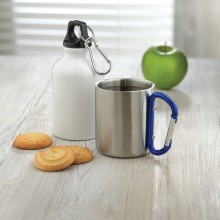 CANA DIN INOX, CU PERETE DUBLU SI CARABINA. 220 ML, PERSONALIZABILA