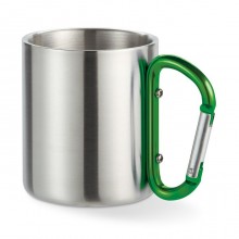 CANA DIN INOX, CU PERETE DUBLU SI CARABINA. 220 ML, PERSONALIZABILA