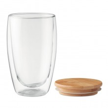 PAHAR DIN BOROSILICAT CU PERETE DUBLU, CAPAC, 450ML, PERSONALIZABIL
