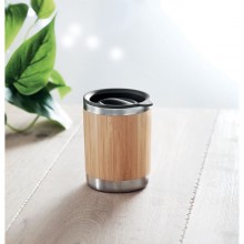 PAHAR DIN INOX, PERETE DUBLU, CARCASA BAMBUS, 250ML, PERSONALIZABIL