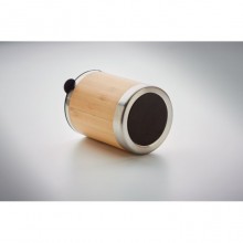 PAHAR DIN INOX, PERETE DUBLU, CARCASA BAMBUS, 250ML, PERSONALIZABIL