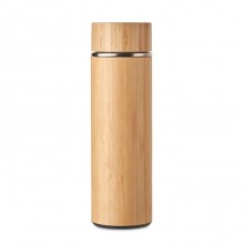 TERMOS INOX SI BAMBUS, CU INFUZOR CEAI, 400ML, PERSONALIZABIL