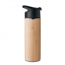 TERMOS CU FINISAJ DIN BAMBUS, CAPAC CU MANER, 450ML, PERSONALIZABIL