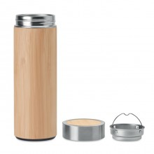 TERMOS CU INVELIS DIN BAMBUS, INFUZOR DE CEAI, 400ML, PERSONALIZABIL