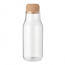 STICLA BOROSILICATA CU CAPAC DIN PLUTA, 600ML, PERSONALIZABILA