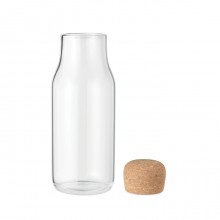 STICLA BOROSILICATA CU CAPAC DIN PLUTA, 600ML, PERSONALIZABILA
