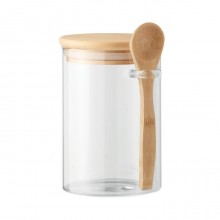 BORCAN DIN STICLA BOROSILICATA, CU LINGURA, 600ML, PERSONALIZABIL