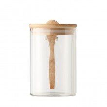 BORCAN DIN STICLA BOROSILICATA, CU LINGURA, 600ML, PERSONALIZABIL