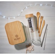 CUTIE DE PRÂNZ DIN STICLA, CU CAPAC BAMBUS, PERSONALIZABILA