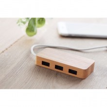 HUB USB IN CARCASA BAMBUS, PERSONALIZABIL
