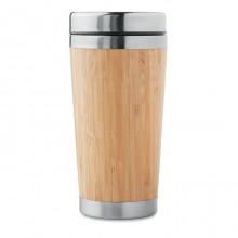 CANA DUBLA DIN INOX SI BAMBUS, 400ML, PERSONALIZABILA